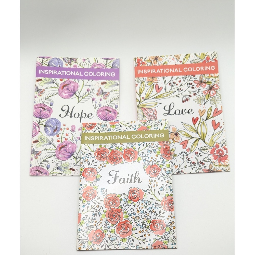 New Seasons Inspirational Coloring Books Set of 3 Hope Love Faith 30 Images Each